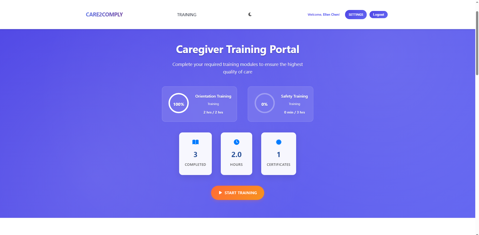 Caregiver dashboard