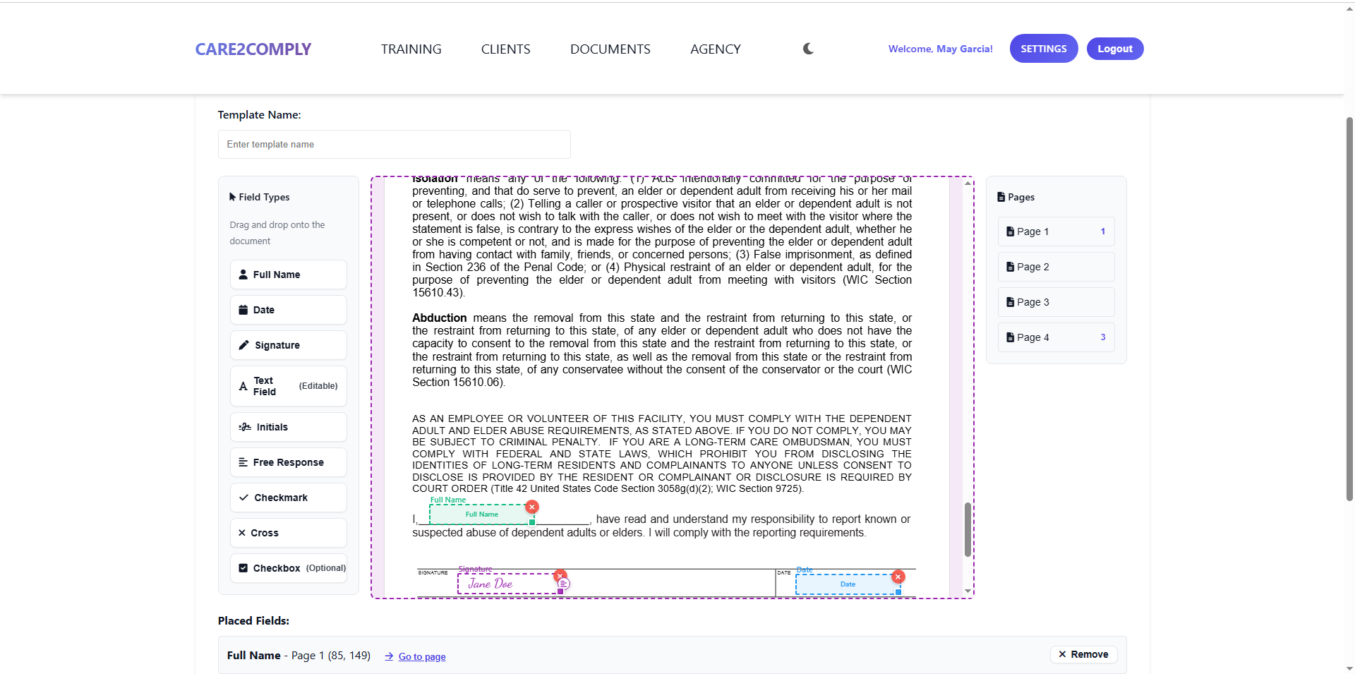 Signed document record and audit trail