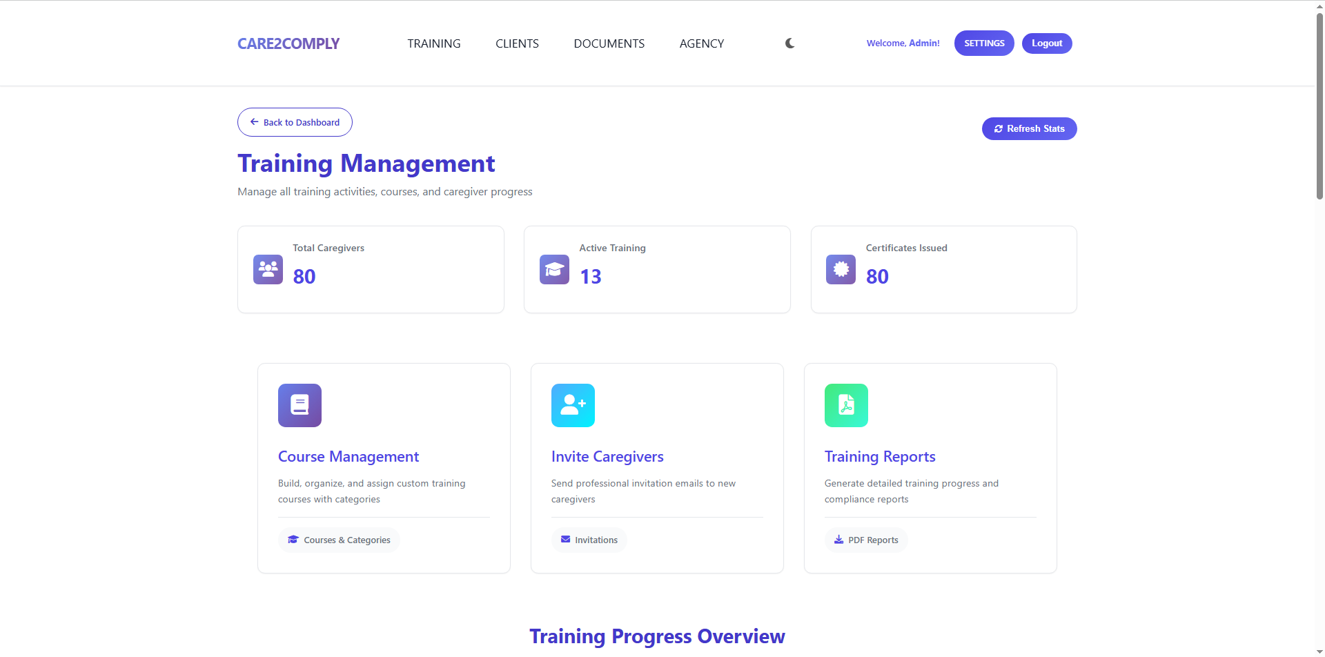 Training Management Interface